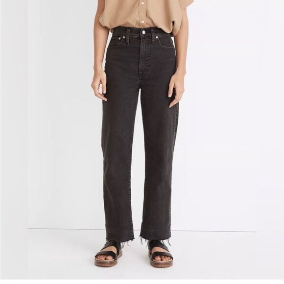 Madewell The Perfect Vintage Straight Jean in faded black size 25T - Picture 4 of 12
